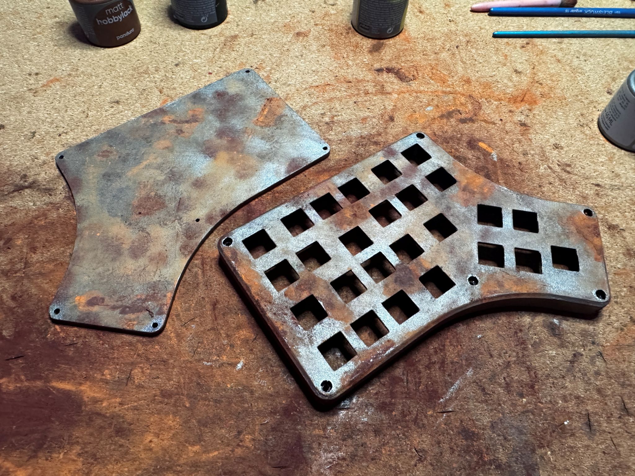 Finished weathered and painted keyboard enclosure