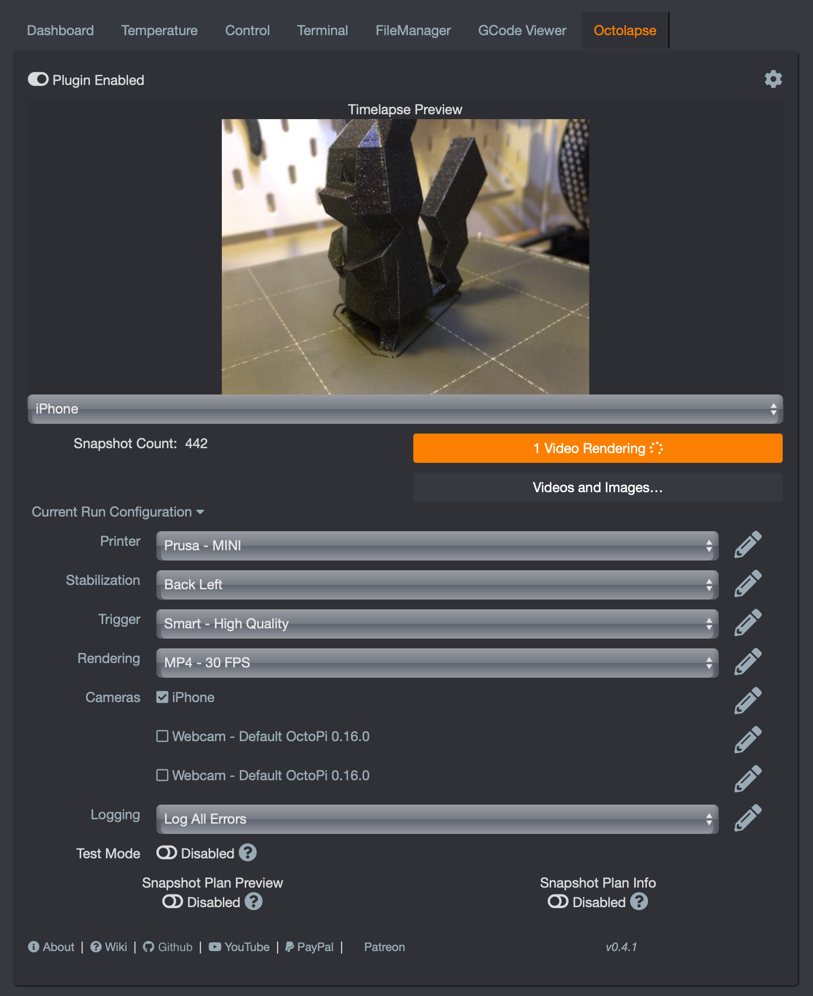 Additional Octolapse settings